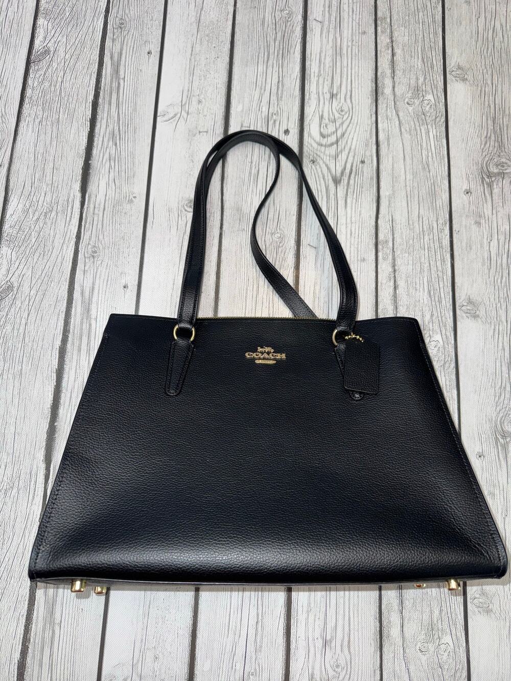 Coach Black Leather Tote Bag